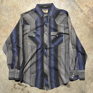 Vintage 70s Youngbloods Grey Plaid Western Button Up Shirt